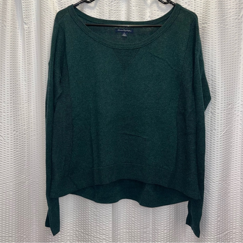❤️4for$20! American Eagle Dark Green Scoop Neck Sweater Size Small